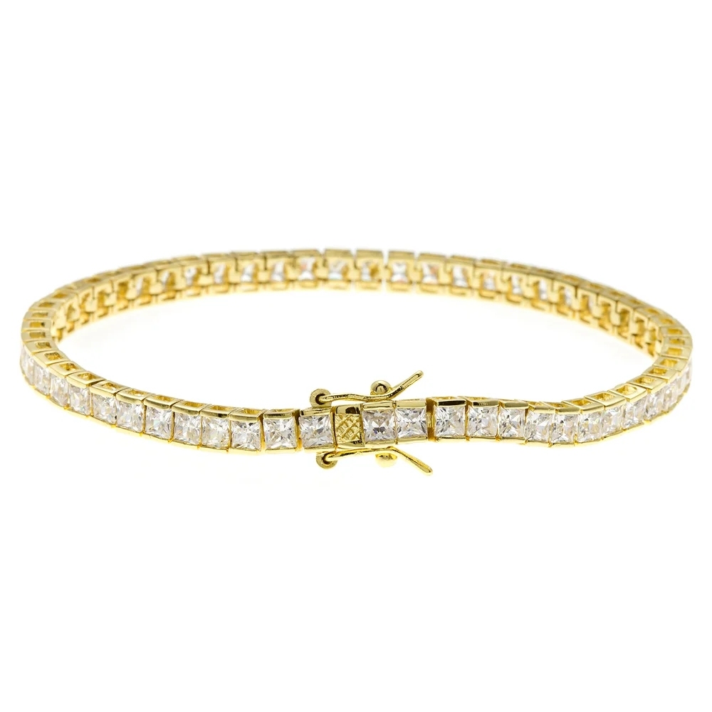 Landou Jewelry 925 Sterling Silver Cubic Zirconia Tennis Bracelet 7.5" Long x 5.75mm Wide