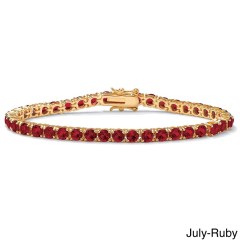 Landou Jewelry 925 Sterling Silver Cubic Zirconia Round Birthstone Tennis Bracelet in Gold Plated Color Fun