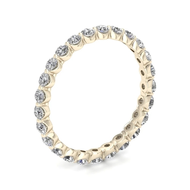 Landou Jewelry Sterling Silver Cubic Zirconia 14K Gold Plated Eternity Wedding Band Ring