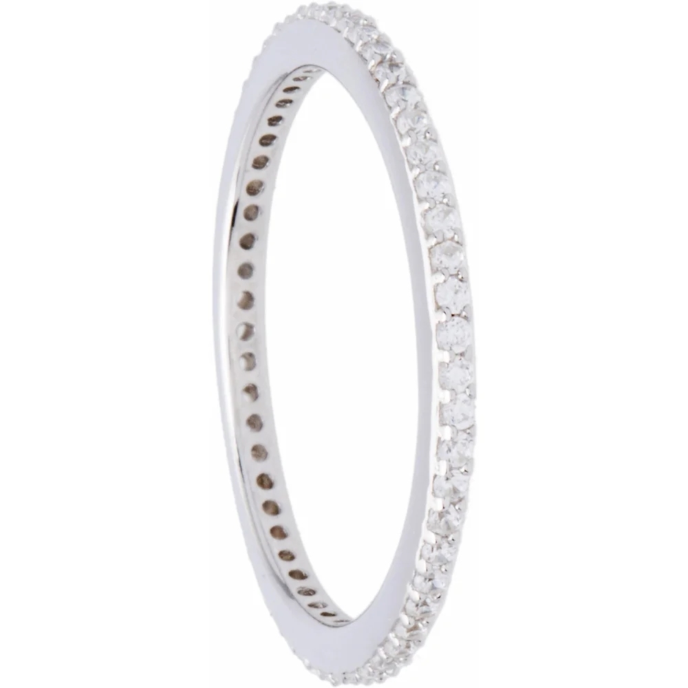 Landou Jewelry Sterling Silver Cubic Zirconia Eternity Stackable Ring