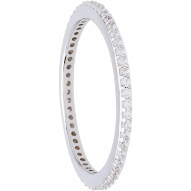 Landou Jewelry Sterling Silver Cubic Zirconia Eternity Stackable Ring