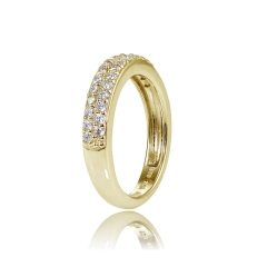 Landou Jewelry Sterling Silver Cubic Zirconia 2-row Round-cut Eternity Band Ring