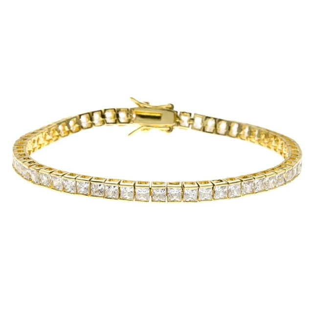 Landou Jewelry 925 Sterling Silver Cubic Zirconia Tennis Bracelet 7.5" Long x 5.75mm Wide