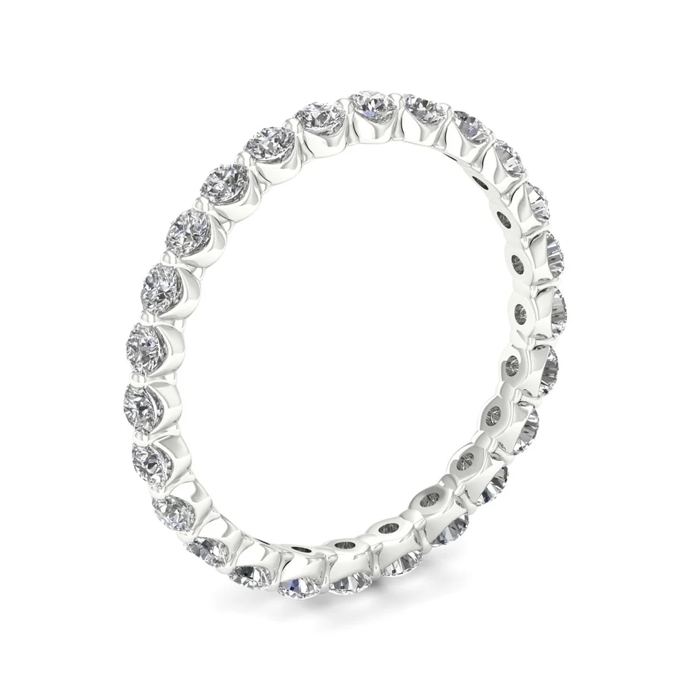 Landou Jewelry Sterling Silver Cubic Zirconia 14K Gold Plated Eternity Wedding Band Ring
