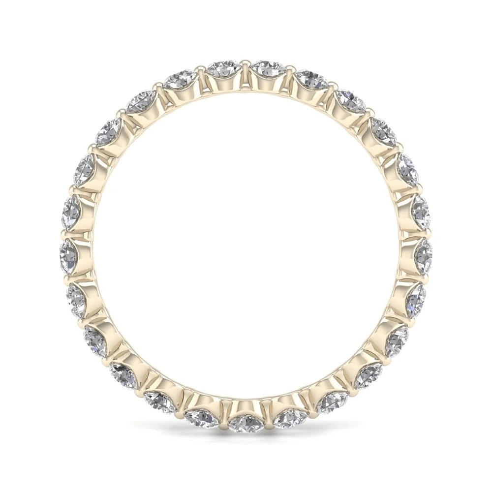 Landou Jewelry Sterling Silver Cubic Zirconia 14K Gold Plated Eternity Wedding Band Ring