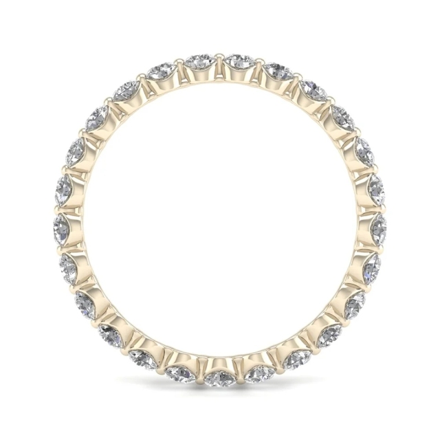 Landou Jewelry Sterling Silver Cubic Zirconia 14K Gold Plated Eternity Wedding Band Ring