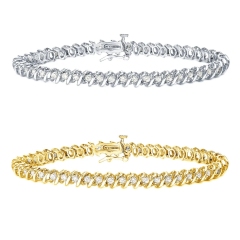 Landou Jewelry 925 Sterling Silver Cubic Zirconia Tennis Bracelet