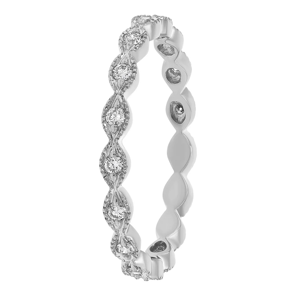 Landou Jewelry Sterling Silver Cubic Zirconia Vintage Eternity Band Ring