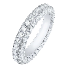 Landou Jewelry Sterling Silver Cubic Zirconia Rhodium Plated 3-row Eternity Ring
