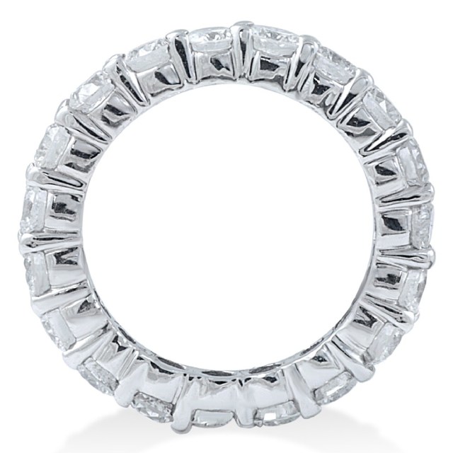 Landou Jewelry Sterling Silver White Cubic Zirconia Eternity Wedding Ring