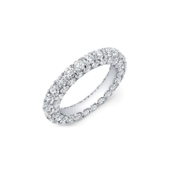 Landou Jewelry Sterling Silver Cubic Zirconia Rhodium Plated 3-row Eternity Ring