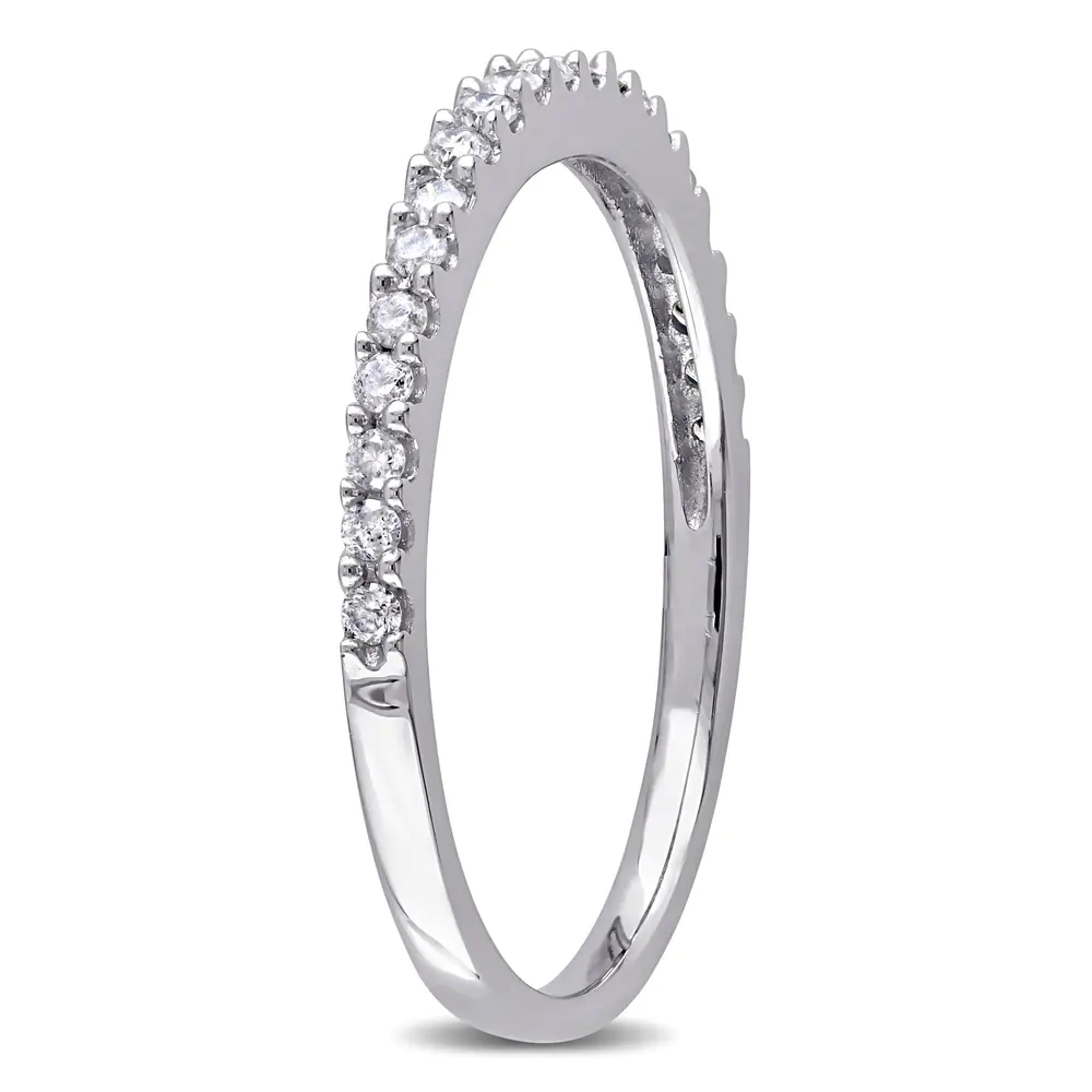 Landou Jewelry Sterling Silver White Cubic Zirconia Stackable Anniversary Wedding Band Ring