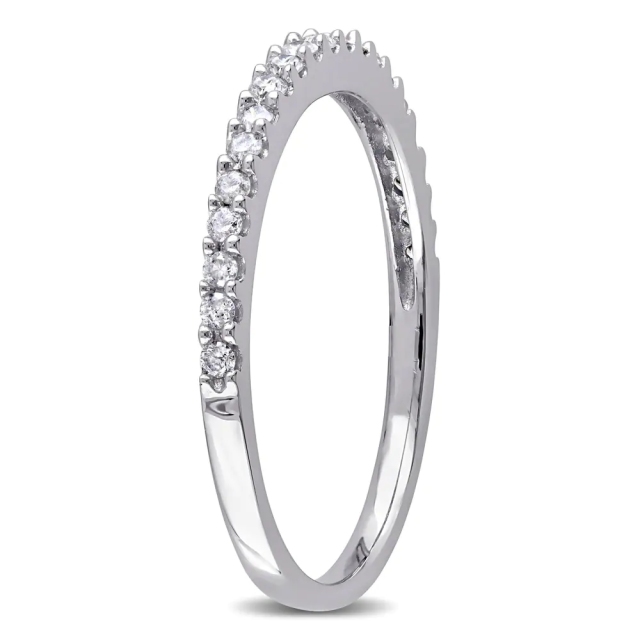 Landou Jewelry Sterling Silver White Cubic Zirconia Stackable Anniversary Wedding Band Ring