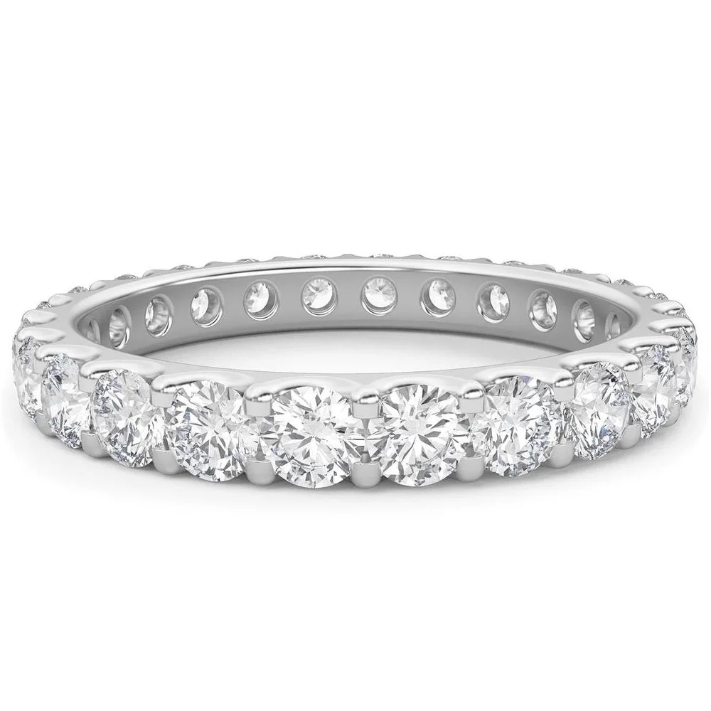 Landou Jewelry Sterling Silver Cubic Zirconia Created Moissanite Full Eternity Band Ring