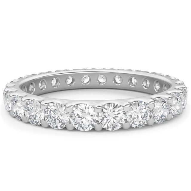 Landou Jewelry Sterling Silver Cubic Zirconia Created Moissanite Full Eternity Band Ring