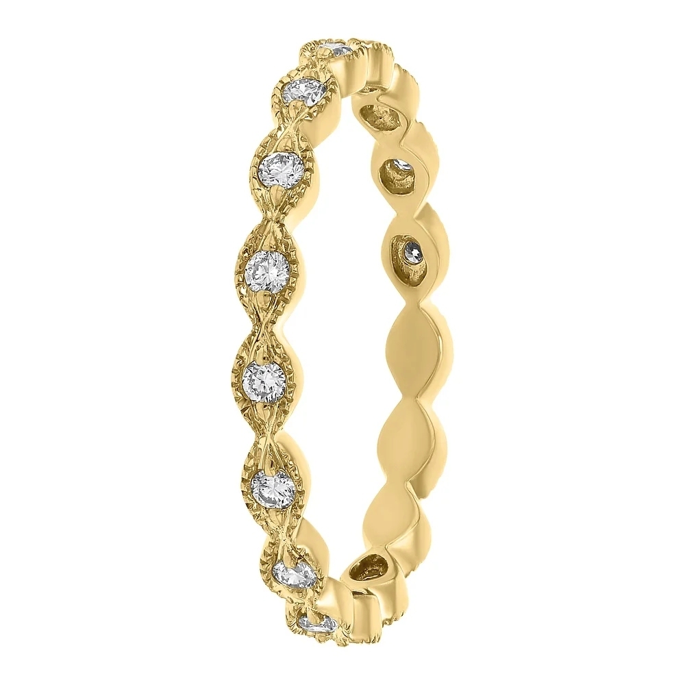 Landou Jewelry Sterling Silver Cubic Zirconia Vintage Eternity Band Ring