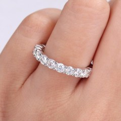 Landou Jewelry Sterling Silver Cubic Zirconia Created Moissanite Full Eternity Band Ring
