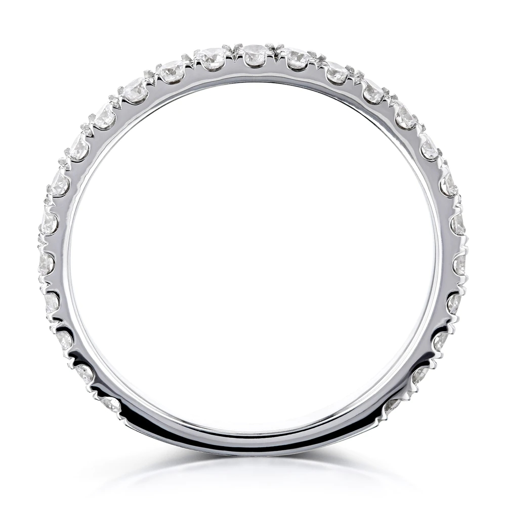 Landou Jewelry Sterling Silver Cubic Zirconia 3-Quarter Eternity Wedding Band Ring