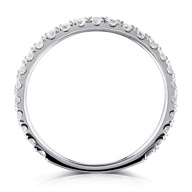 Landou Jewelry Sterling Silver Cubic Zirconia 3-Quarter Eternity Wedding Band Ring