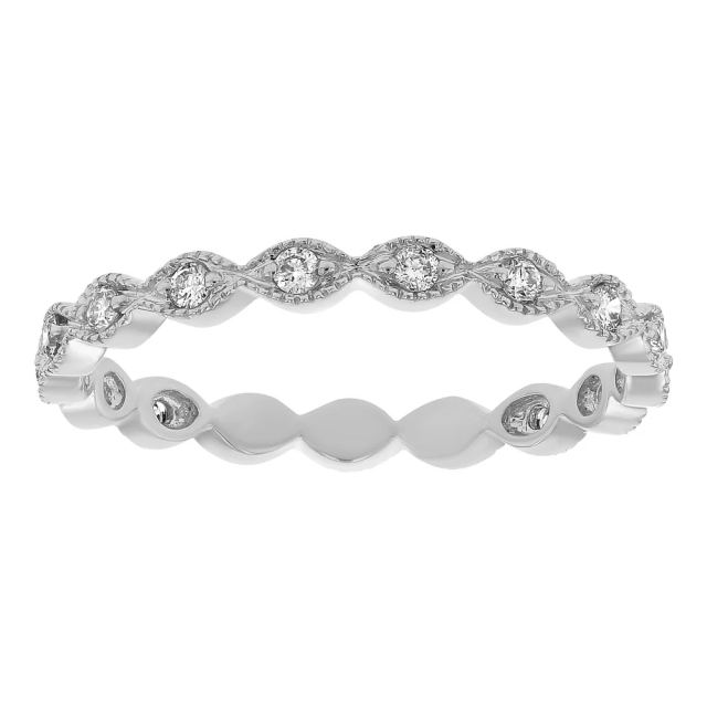 Landou Jewelry Sterling Silver Cubic Zirconia Vintage Eternity Band Ring