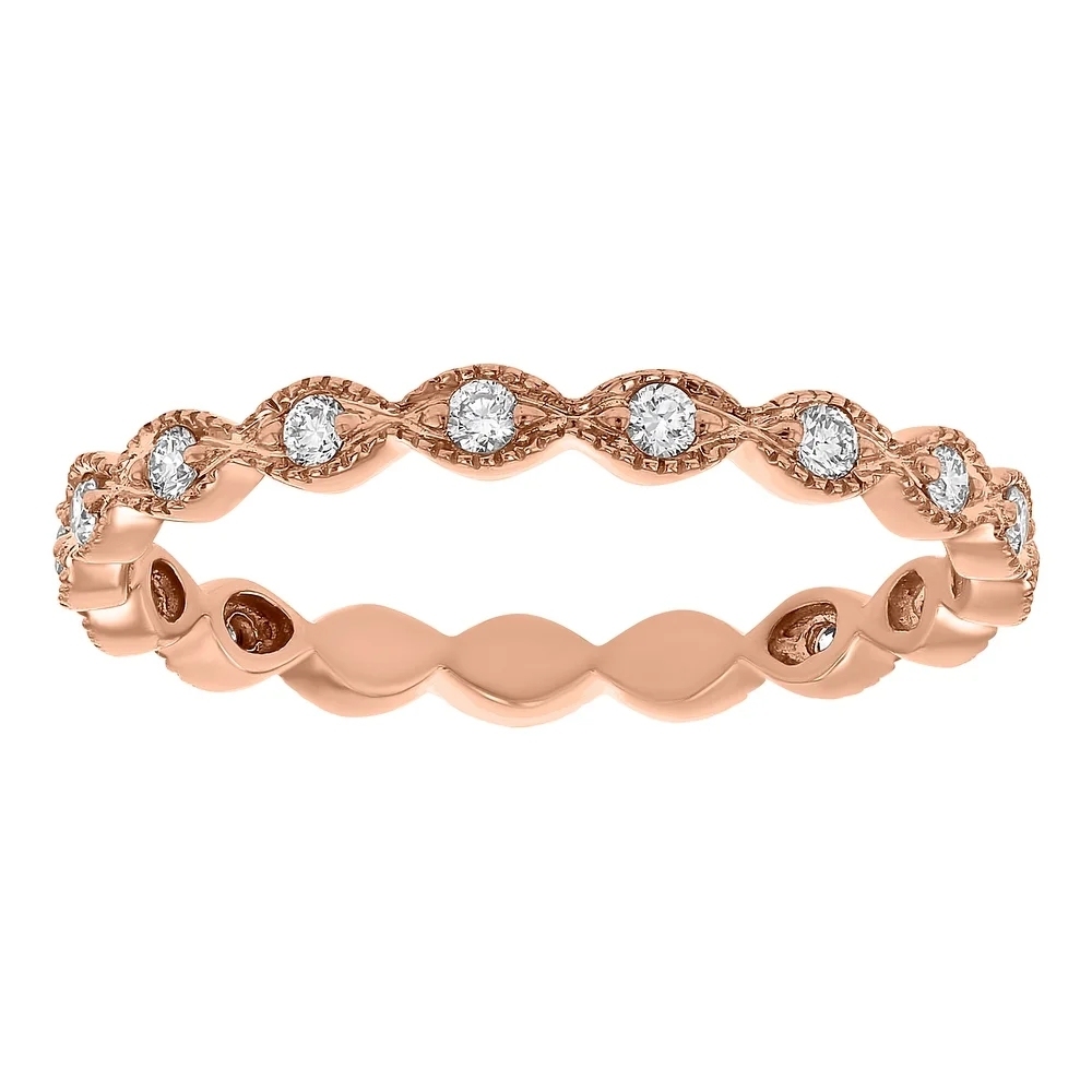 Landou Jewelry Sterling Silver Cubic Zirconia Vintage Eternity Band Ring