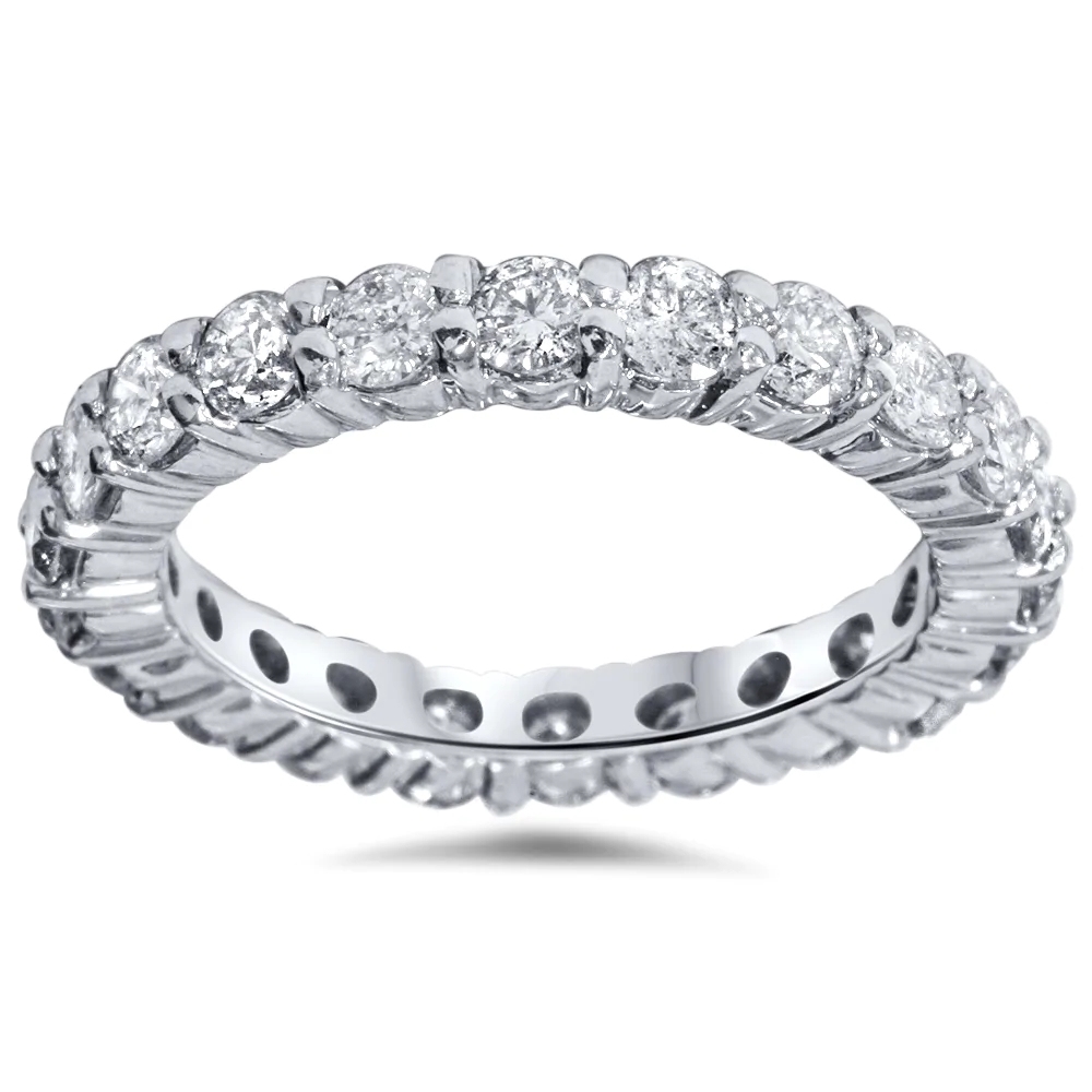 Landou Jewelry Sterling Silver White Cubic Zirconia Eternity Wedding Ring