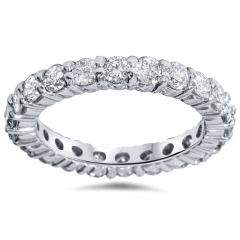 Landou Jewelry Sterling Silver White Cubic Zirconia Eternity Wedding Ring