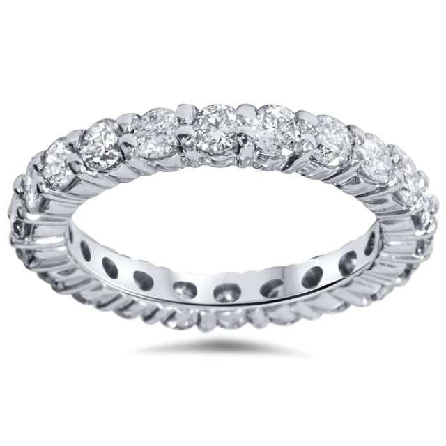 Landou Jewelry Sterling Silver White Cubic Zirconia Eternity Wedding Ring