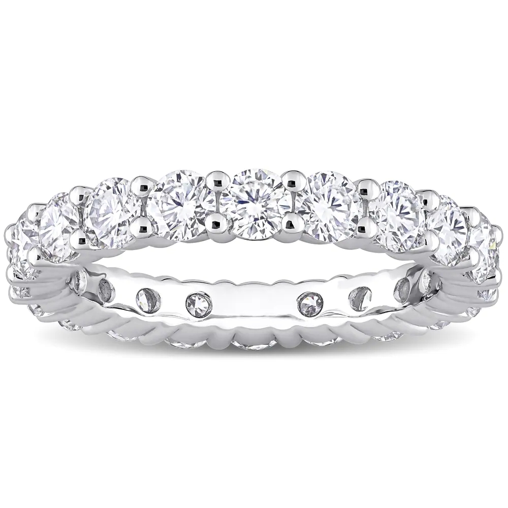 Landou Jewelry Sterling Silver Cubic Zirconia Created Moissanite Full Eternity Band Ring