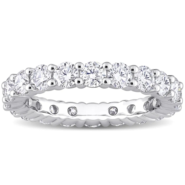 Landou Jewelry Sterling Silver Cubic Zirconia Created Moissanite Full Eternity Band Ring