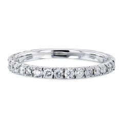 Landou Jewelry Sterling Silver Cubic Zirconia 3-Quarter Eternity Wedding Band Ring