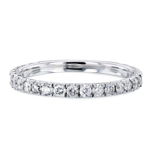 Landou Jewelry Sterling Silver Cubic Zirconia 3-Quarter Eternity Wedding Band Ring