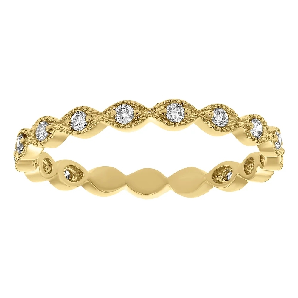 Landou Jewelry Sterling Silver Cubic Zirconia Vintage Eternity Band Ring