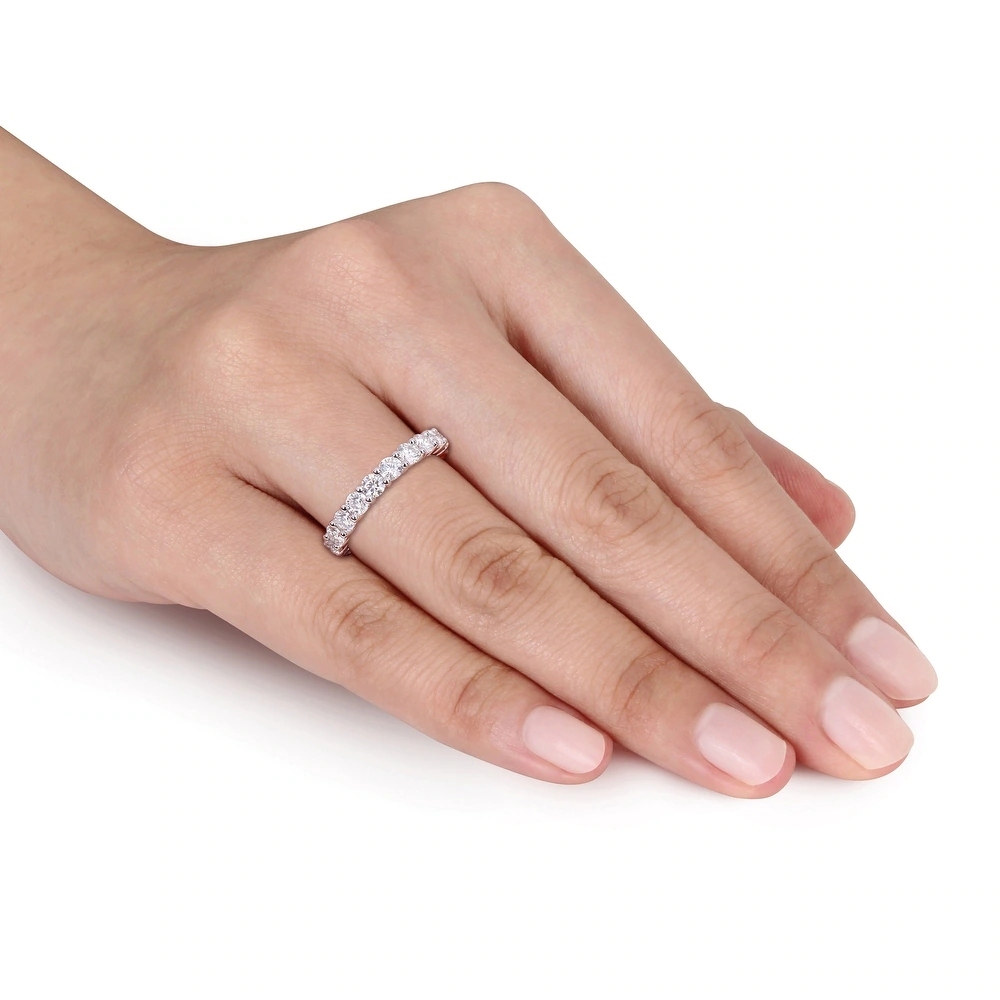 Landou Jewelry Sterling Silver Cubic Zirconia Created Moissanite Full Eternity Band Ring