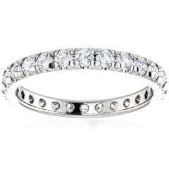 Landou Jewelry Sterling Silver White Cubic Zirconia Eternity Wedding Ring
