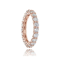 Landou Jewelry Sterling Silver White Cubic Zirconia 3mm Round-cut Eternity Band Ring