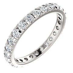 Landou Jewelry Sterling Silver White Cubic Zirconia Eternity Wedding Ring
