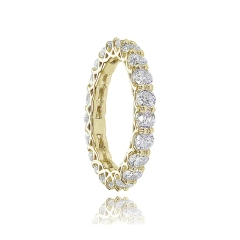 Landou Jewelry Sterling Silver White Cubic Zirconia 3mm Round-cut Eternity Band Ring