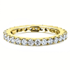 Landou Jewelry Sterling Silver White Cubic Zirconia Lab-grown Prong Eternity Women's Wedding Band Ring
