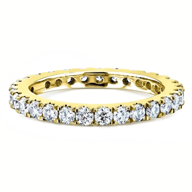 Landou Jewelry Sterling Silver White Cubic Zirconia Lab-grown Prong Eternity Women's Wedding Band Ring