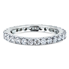 Landou Jewelry Sterling Silver White Cubic Zirconia Lab-grown Prong Eternity Women's Wedding Band Ring