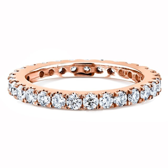 Landou Jewelry Sterling Silver White Cubic Zirconia Lab-grown Prong Eternity Women's Wedding Band Ring