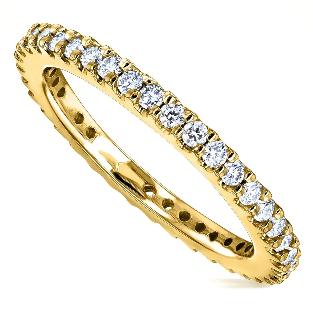 Landou Jewelry Sterling Silver White Cubic Zirconia Prong Eternity Women's Wedding Band Ring