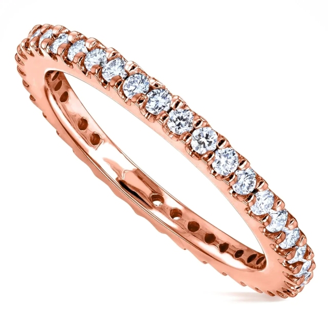 Landou Jewelry Sterling Silver White Cubic Zirconia Prong Eternity Women's Wedding Band Ring