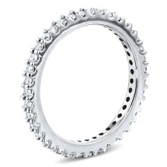 Landou Jewelry Sterling Silver White Cubic Zirconia Prong Eternity Women's Wedding Band Ring