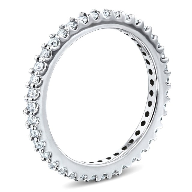 Landou Jewelry Sterling Silver White Cubic Zirconia Prong Eternity Women's Wedding Band Ring