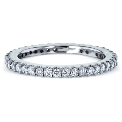 Landou Jewelry Sterling Silver White Cubic Zirconia Prong Eternity Women's Wedding Band Ring