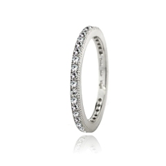 Landou Jewelry Sterling Silver White Cubic Zirconia Eternity Band Stackable Ring