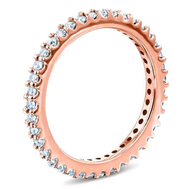 Landou Jewelry Sterling Silver White Cubic Zirconia Prong Eternity Women's Wedding Band Ring