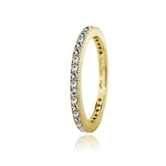 Landou Jewelry Sterling Silver White Cubic Zirconia Eternity Band Stackable Ring